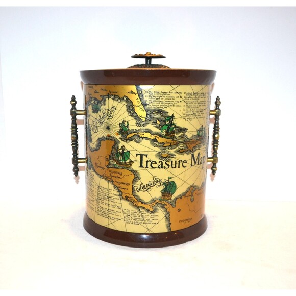 Vintage Ice Bucket Treasure Chest Pirate Mid Century Rustic Maritime - Picture 1 of 6